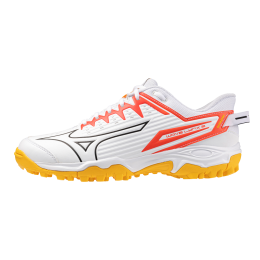MizunoWAVELYNX2HockeyschoenenWitFieryCoral2CitrusDamesHerenMaat405