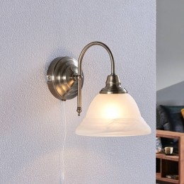 LindbywandlampHanna18mbronsantiekmetaalglas
