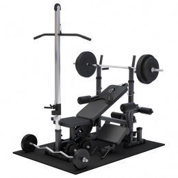 FitnessbankZwartMetGewichten100kg-LatPulley-Puzzelmat-CompleteSetKunststof-GorillaSports