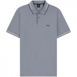 PoloShirtKorteMouwBOSSSlimFitPaulPoloShirtDarkGreyWhite