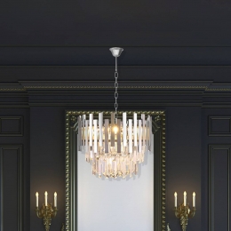 Eko-LightHanglampAspenmetaalchroomkleurigglaskristallenhoogte30cm