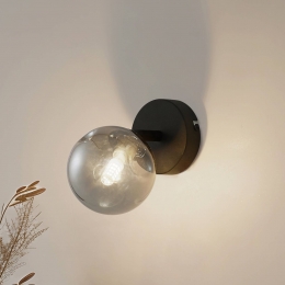LindbywandlampValentinagrijszwartglas10cm