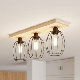 BRITOPPlafondlampBeevlyhoutenmetaal3-lamps