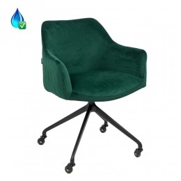 StoelQuinnopwielenvelvetdonkergroen
