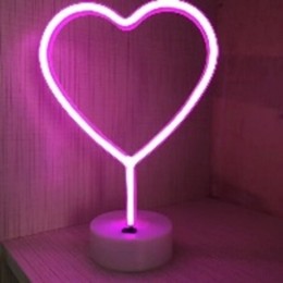 LEDNeonTafellampHartOpBatterijenenUSB20x10x29cmRoze
