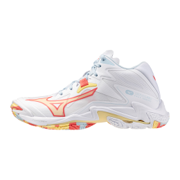 MizunoWAVELIGHTNINGZ8MIDVolleybalschoenenWitCalypsoCoralPaleBananaDamesMaat39