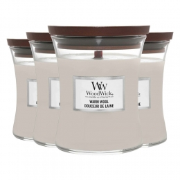 4xWoodWickGeurkaarsMediumWarmWool275gr
