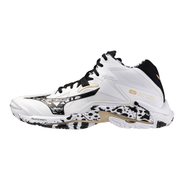 MizunoWAVELIGHTNINGZ8MIDVolleybalschoenenWitZwartGEGoudDamesHerenMaat44