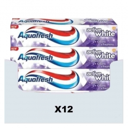 12xAquafreshTandpastaActiveWhite100ml