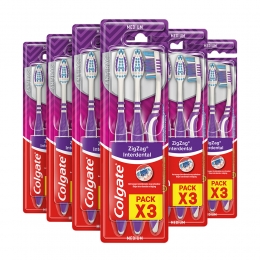 6xColgateTandenborstelZigZagMedium3stuks