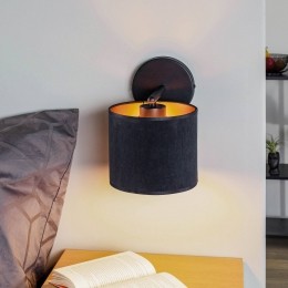 EMIBIGLIGHTINGWandlampJaristoffenkapzwart-goud