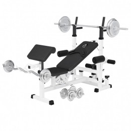FitnessbankWitMetHalterset108kg-Chroom-HalterbankMetGewichten-GorillaSports