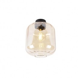 QAZQADesignplafondlampzwartmetamberglas-Qara
