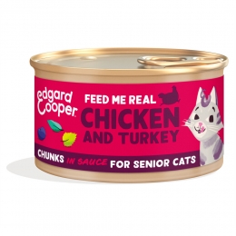 EdgardCooperKattenvoerSeniorChunksKip-Kalkoen85gr