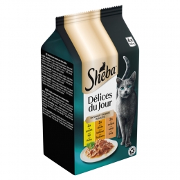 ShebaDlicesDuJourKattenvoerNatSelectieMaaltijdzakjesMultipackVisinGelei6x50gr