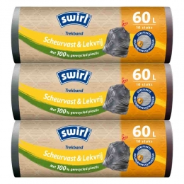 3xSwirlVuilniszakkenmetTrekband60liter10stuks
