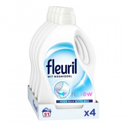 4xFleurilVloeibaarWasmiddelRenewWitteWas51Wasbeurten255liter