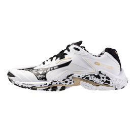 MizunoWAVELIGHTNINGZ8VolleybalschoenenWitZwartGEGoudDamesHerenMaat45