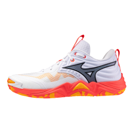 MizunoWAVEMOMENTUMELITEVolleybalschoenenWitFieryCoral2CitrusDamesHerenMaat445