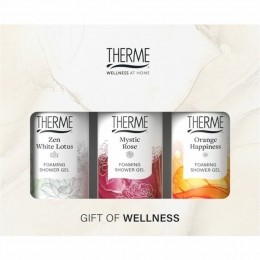 3xThermeFoamingShowerFavoritesGeschenksetOrangeHappinessZenWhiteLotusMysticRose1set