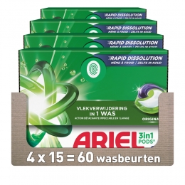 4xAriel3in1WasmiddelPodsOriginal15stuks