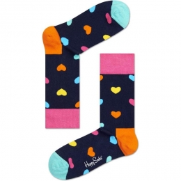 HappySocksHeartSokkenDonkerblauwRoze