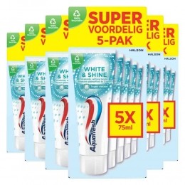6xAquafresh5-packTandpastaWhiteShine5x75ml