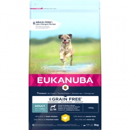 EukanubaAdultGraanvrijSmall-MediumHondenvoerKip3kg