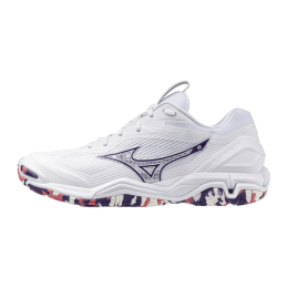 MizunoWAVESTEALTH6HandbalschoenenWitVioletIndigoCamelliaRosDamesMaat425