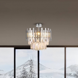 Eko-LightPlafondlampAspenmetaalchroomkleurigglaskristallen45cm