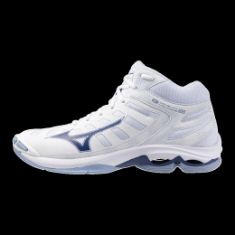 MizunoWAVEVOLTAGE2MIDVolleybalschoenenWitBellwetherBlauwBelAirBluDamesHerenMaat47