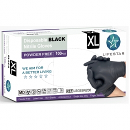 10xHandschoenenNitrilPoedervrijZwartXL100stuks