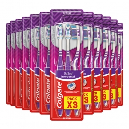 12xColgateTandenborstelZigZagMedium3stuks