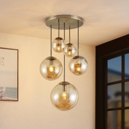 LindbyhanglampTeejaamber5-lamps50cmglasE27