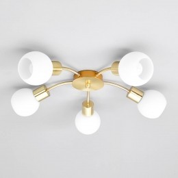 LindbyplafondlampElaina54cm5-lampsmessingglasE14