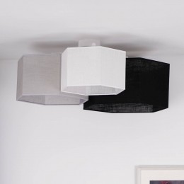 EulunaplafondlampEmiltextielzwartgrijswit3-lamps