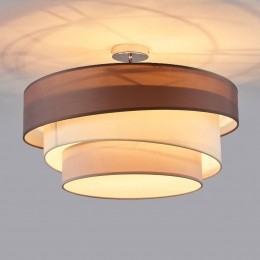LindbyMeliaplafondlampbruingrijstextiel56cm