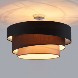 LindbyMeliaplafondlampzwartbruintextiel56cm