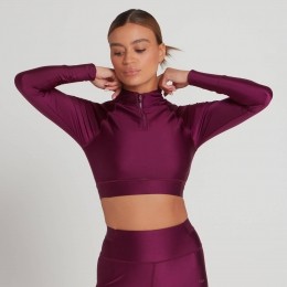 LimitedEditionMPEngagecroppedshirtmetlangemouwenenkwartritsvoordames-Dieppaars-L