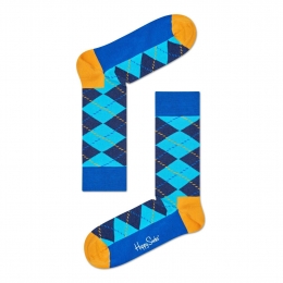 HappySocksArgyleSokkenBlauwGeel