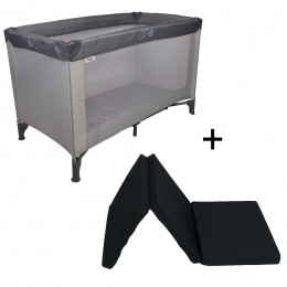 DingBasicGreyCompleteLogeersetCampingbedjeOpvouwbaarMatrasinTas