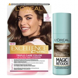LOralExcellenceCreme5LichtbruinMagicRetouchUitgroeisprayMiddenbruin75mlPakket