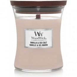 WoodWickGeurkaarsMediumVanillaSeaSalt275gr