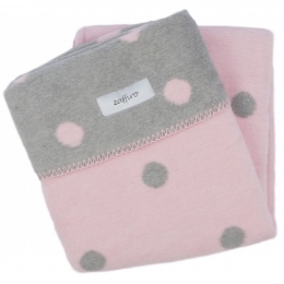 ZaffiroGrijsRozeGestipt75x100cmWiegdeken