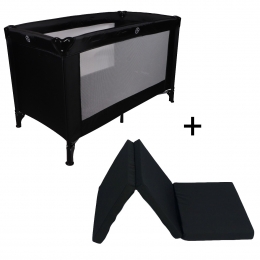 DingBasicBlackCompleteLogeersetCampingbedjeOpvouwbaarMatrasinTas