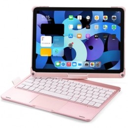 iPadPro13Inch2024ToetsenbordCaseRosGoud360GradenDraaibaarMetTouchpadMuis