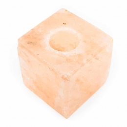 ZoutsteenWaxinelichthouderOranjeKubus13kgca12x12cm