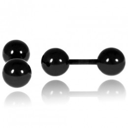 LGTJewelsStudoorbellenDubbeleBolZwart6mm