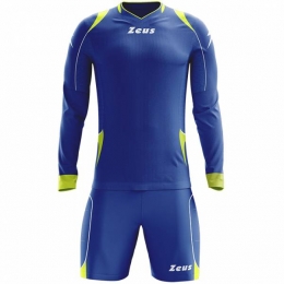 ZeusParosKeeperssetshirtmetlangemouwenenshortsblauwneongeel