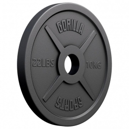 Gewichtsschijf-Olympisch-Halterschijf-10kg-GietijzerZwart-50mm-GorillaSports